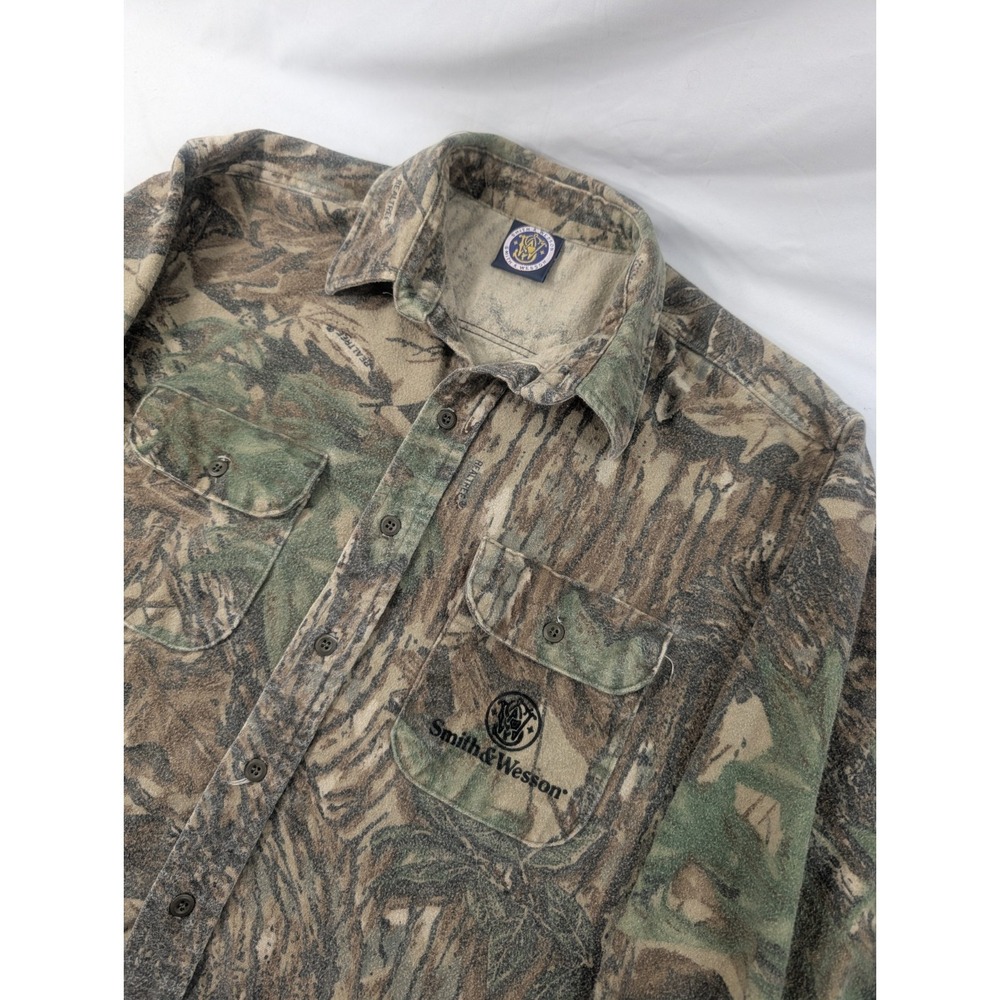 Smith & Wesson Vintage Heavy Chamois Flannel Real Tree Camo Mens XL Cotton